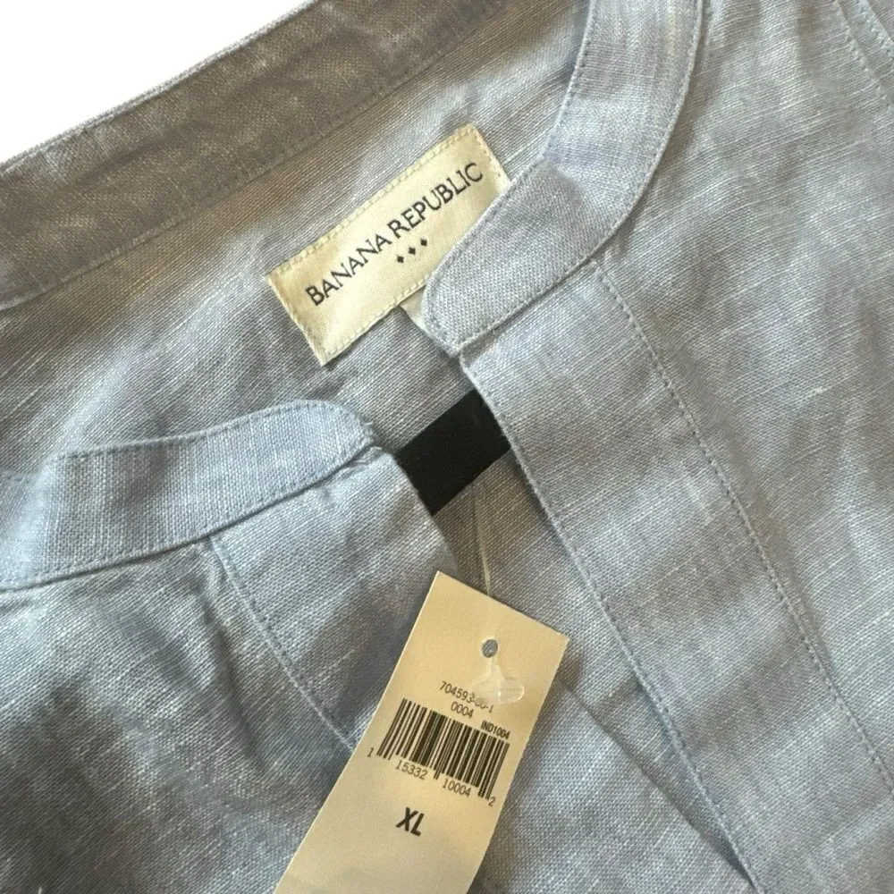 Banana Republic Vintage Light Blue Loose Linen Tunic Shirt